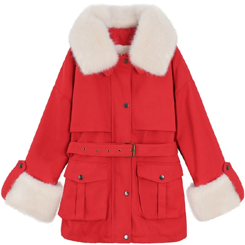 

Зимние джинсовые куртки для женщин 2023, модные пальто с большим меховым воротником, Женские винтажные джинсы, джинсовое пальто, женское облегающее пальто из овечьей шерсти