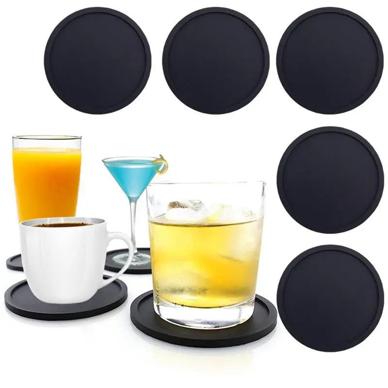 

8PCS Solid Color Cup Coaster Round Thickened Round Heat-Resistant Cup Placemat Table Cup Pad Cup Accessories