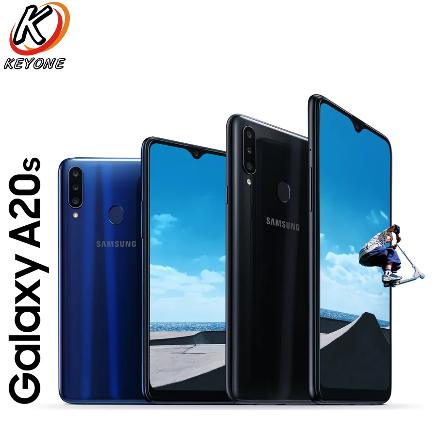 Новинка, samsung Galaxy A20s A2070, 4 Гб ОЗУ, 64 Гб ПЗУ, мобильный телефон, 6,5 дюймов, Восьмиядерный, тройная камера заднего вида, 13,0 МП+ 8,0 МП+ 5,0 МП, отпечаток пальца