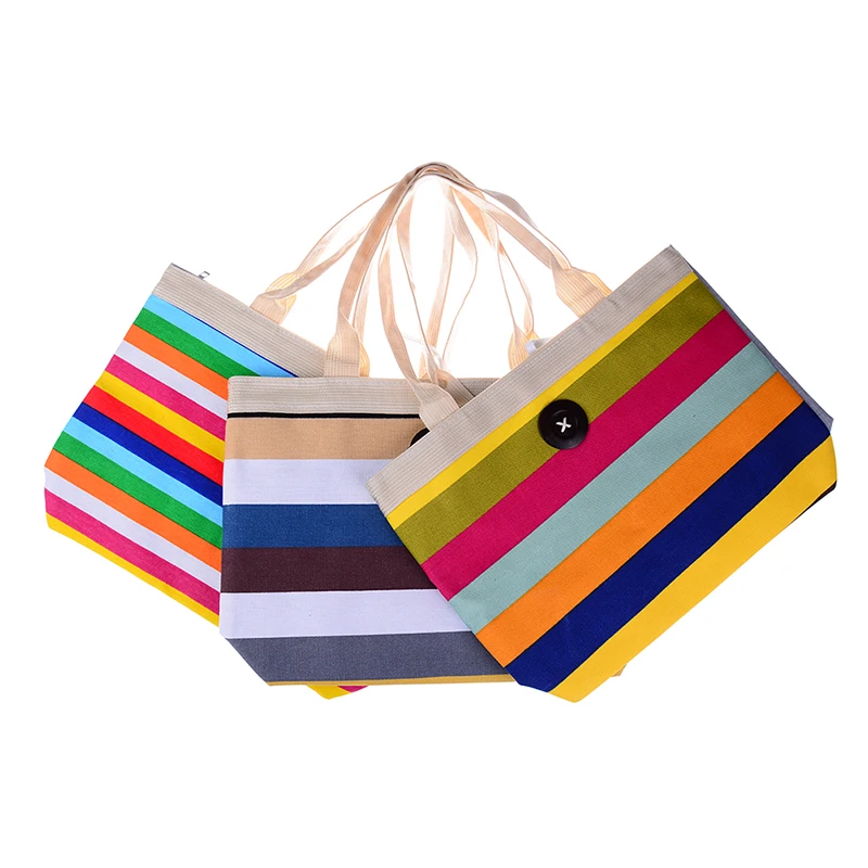 1 шт. Женская Большая полосатая Летняя Сумка-тоут через плечо холщовая пляжная