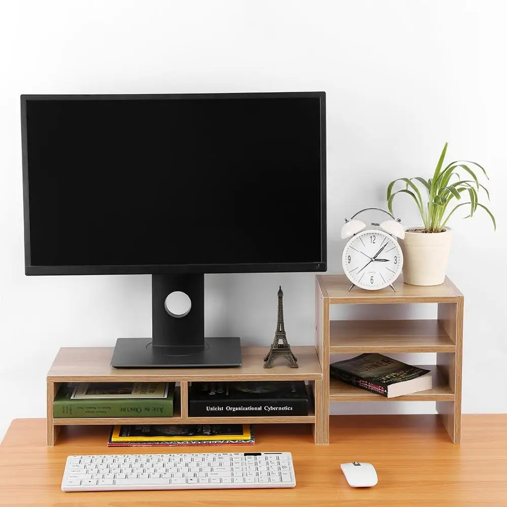 Подставка для монитора ноутбука деревянная настольная подставка с органайзером