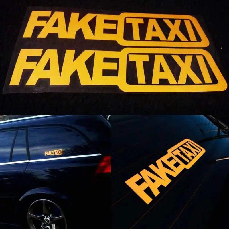 Car Sticker FAKE TAXI Reflective For VW Golf 4 Ford Focus 3 Toyota Auris Seat Exeo Bmw E46 Exterior Parts | Автомобили и