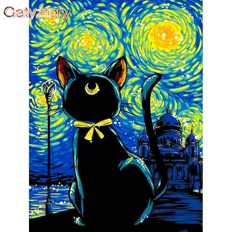 

GATYZTORY Paint By Numbers For Adults Children 40x50 Framed Star Kitty Animal Picture By Number Handmade Unique Gift Home Decors