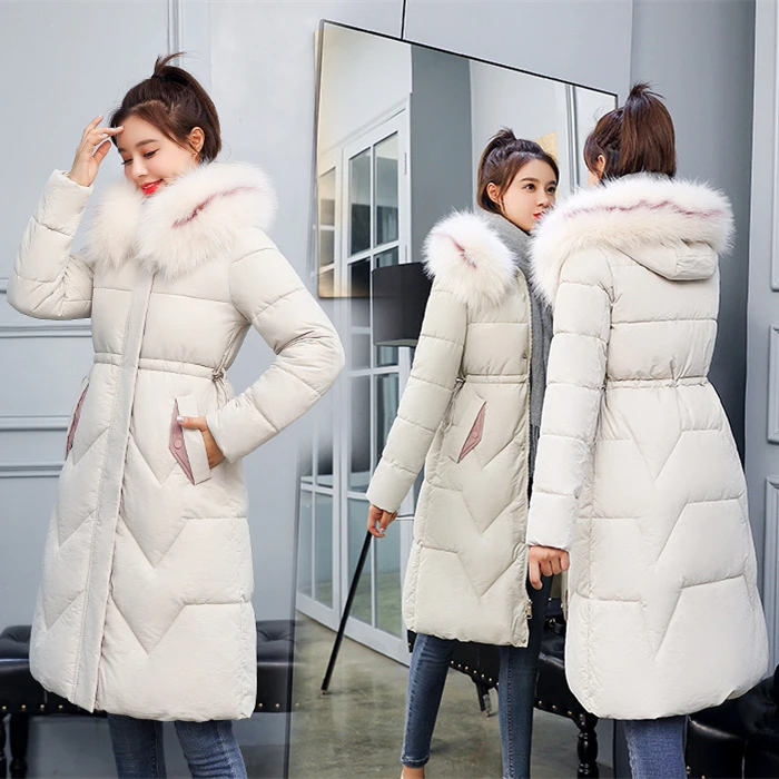 X-Long 2019 New Arrival Fashion Slim Women Winter Jacket Cotton Padded Warm Thicken Ladies Coat Long Coats Parka Womens Jackets