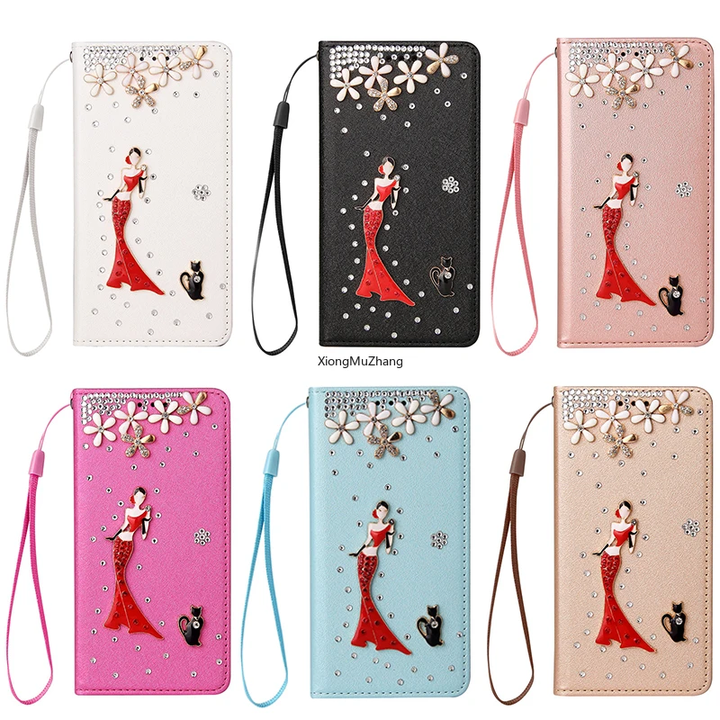 

Fashion Women Luxury Crystal Wallet Leather Diamond Phone Case for Samsung S9 S10Plus S20 FE S21 Ultra A21S A02S A72 A52 A32 A12
