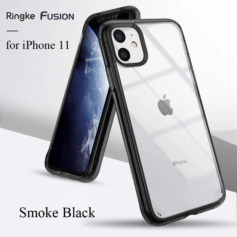 Ringke чехол Fusion для iPhone 11, прозрачный чехол из поликарбоната и мягкий чехол из ТПУ в стиле милитари, чехол для iPhone - Цвет: Smoke Black