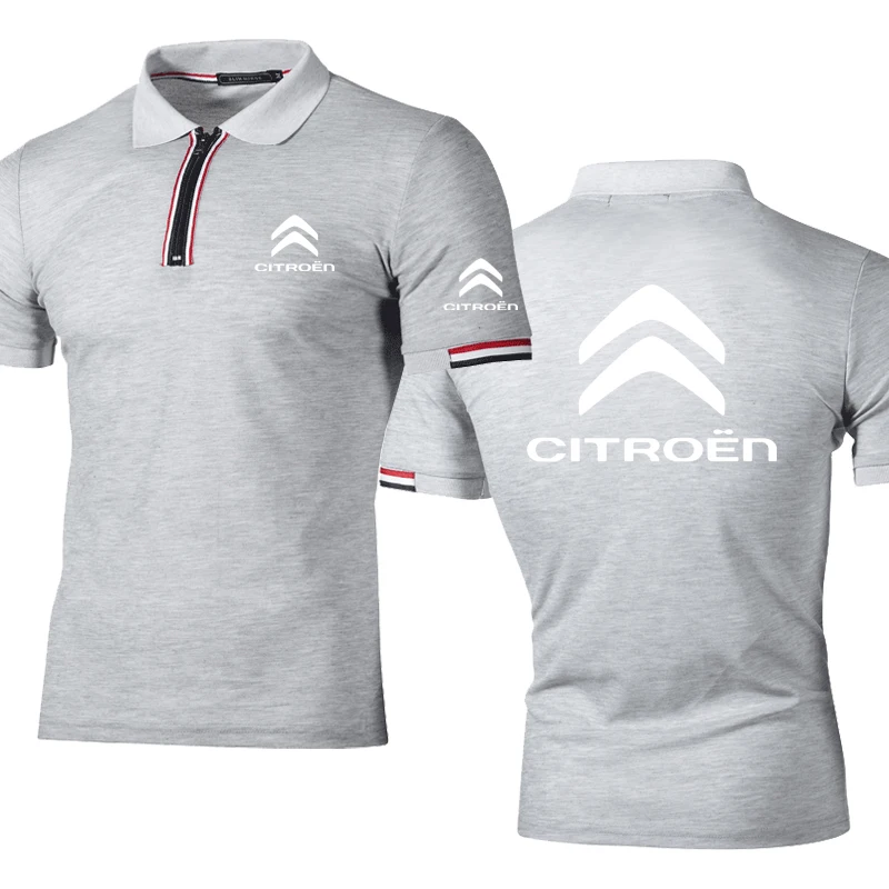 

NEW Trend Men's tops Citroen Car Logo Printed summer high quality cotton polo shirt Solid color Striped Men's short sleeve