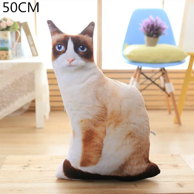 1 шт 3D печать кошка задняя Подушка плюшевая игрушка подарок имитация кошка подушка(многослойная) Cojines Decorativos Para диван 43x35 см - Цвет: K