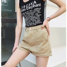 Шорты женские джинсовые с завышенной талией, повседневные свободные облегающие универсальные спортивные, с широким поясом, лето 2021