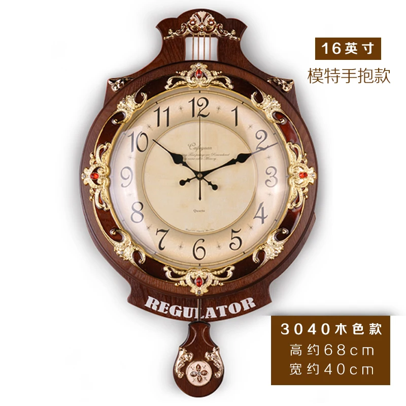 

Vintage European Clock Wall Clock Wall Clock Art Wall Clock Wood Large Personality Mute Creative Modern Pendulum Clock 50WC066