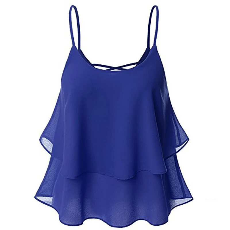 Майка Celmia женская с оборками повседневный пикантный прозрачный шифоновый топ