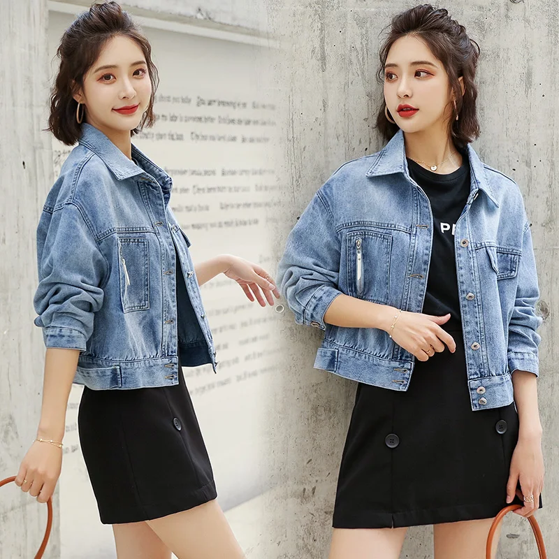 

Denim Jackets Women's Blue Coat 2020 Autumn Denim Jackets for Women Jeans Single Breasted Denim Coats Female Feminine Clothing