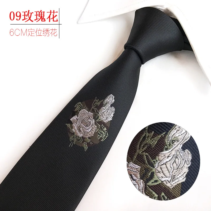 Узкий классический вечерние ковый мужской галстук с вышивкой, 6 см