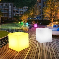outdoor garden glowing cube chair light waterproof rechargeable led cube seat stool light for party event bar restuarant decor