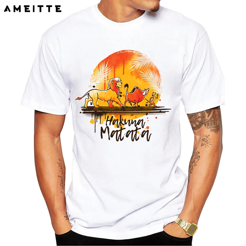 Футболка AMEITTE Мужская Акварельная с принтом африканского короля льва и шрама