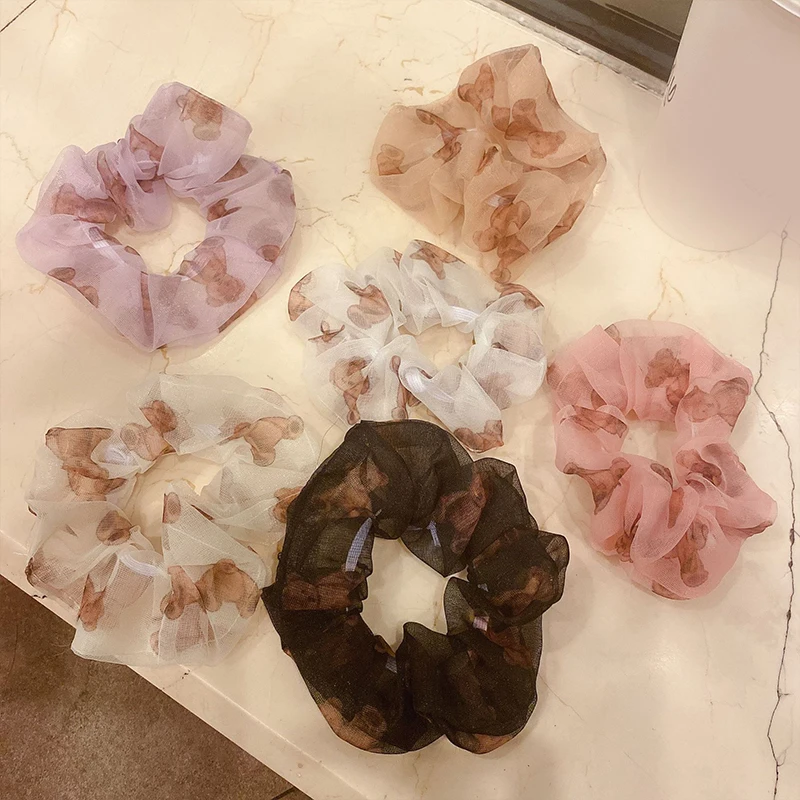 

Женская резинка для волос, Женская резинка для волос из органзы, Корейская резинка для волос для девочек, аксессуары для волос, эластичная р...
