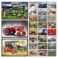 tractors tin sign retro metal plates plaque wall stickers vintage motorcycle metal poster for garage traffic bar home wall decor