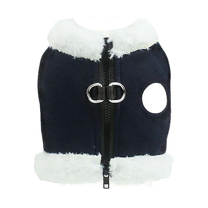 dark blue Pet осенне-зимний флисовый теплый шлейка-жилетка жгут(с поводком) собака Открытый аксессуары для ходьбы одежда - Цвет: dark blue