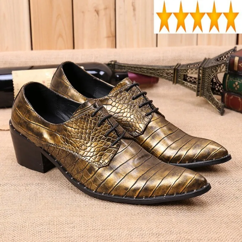 

Genuine Toe Men Leather Pointed England Style Club Party Casual Dress Snake Print High Heel Shoes Male Plus Size 46