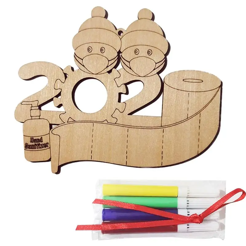 2020 карантинная Рождественская елка самодельный деревянный кулон с именем Рождественский Декор семейное