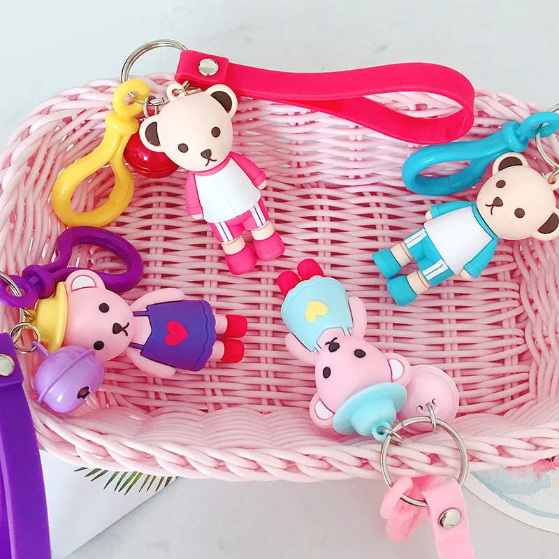 

Couples Cartoon Anime Bare Toys Bear Pom Pom Key Pendant Kids Girls Boys Gift Keychain Baby Toys Bag Pendant Decor We bears Doll