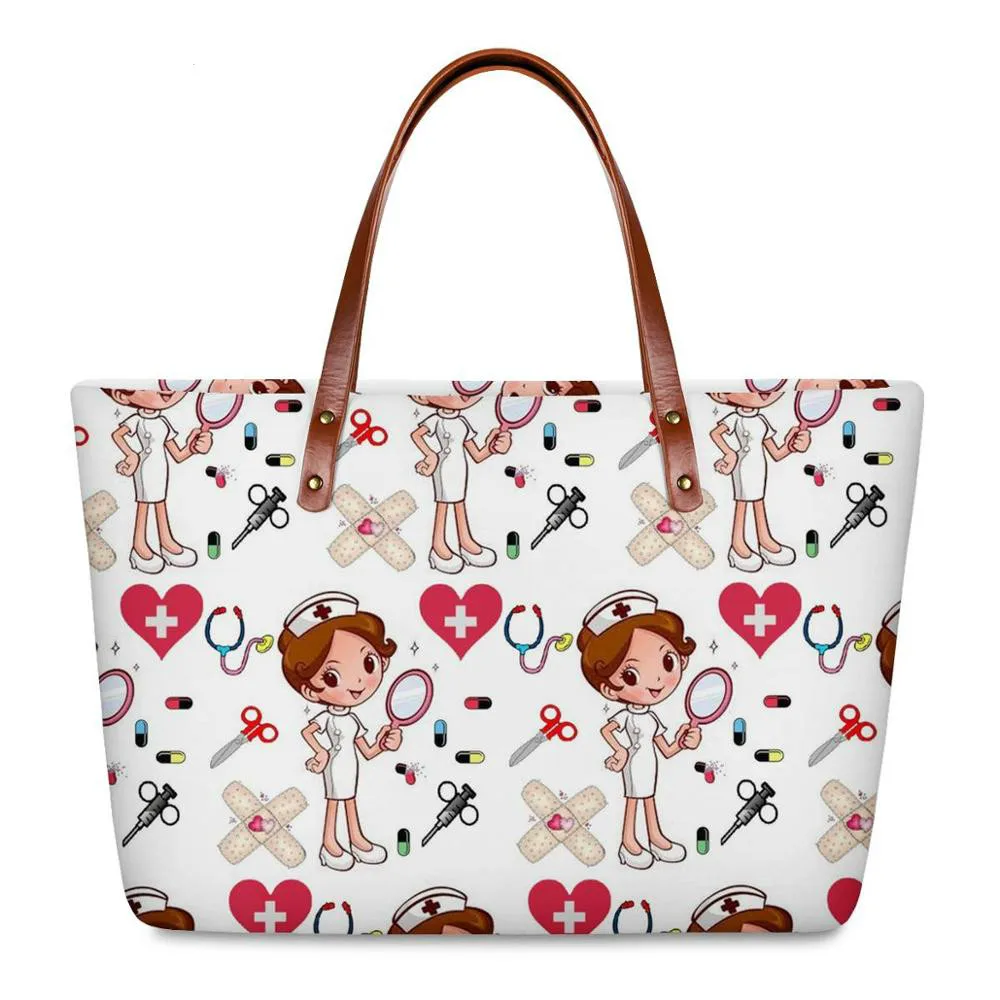 

Мультяшный дизайн медсестры, женские большие сумки, Повседневная Уличная дорожная сумка-тоут для девочек, вместительные сумки, брендовый д...