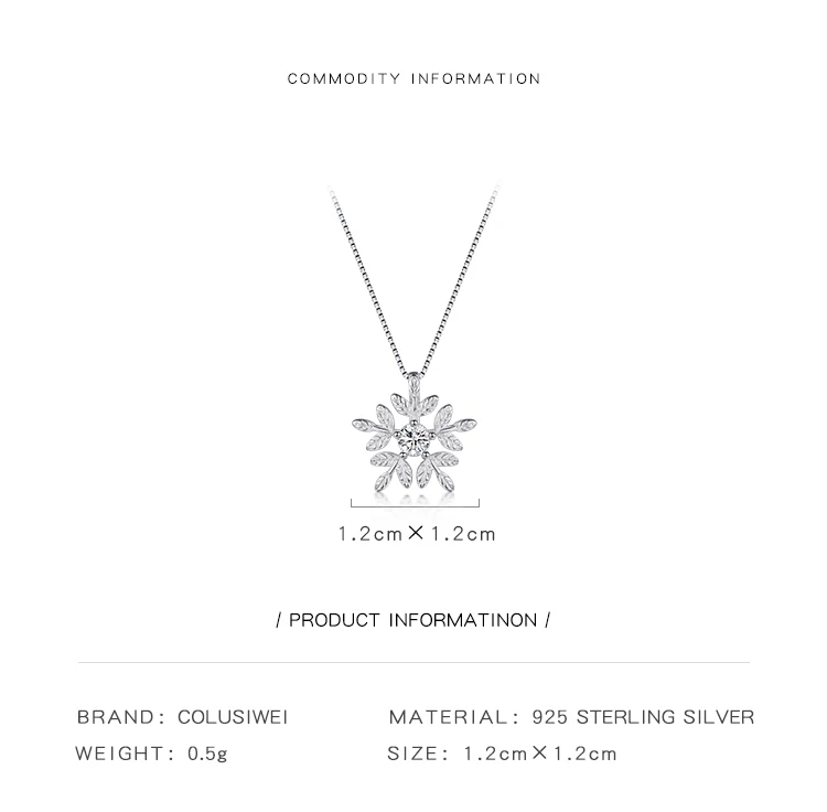 Ожерелье Modian из стерлингового серебра 2021 пробы с кулоном в виде белого снежинки