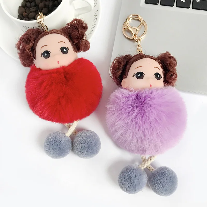 Новый креативный брелок с помпоном милый пушистый плюшевый куклы брелоки