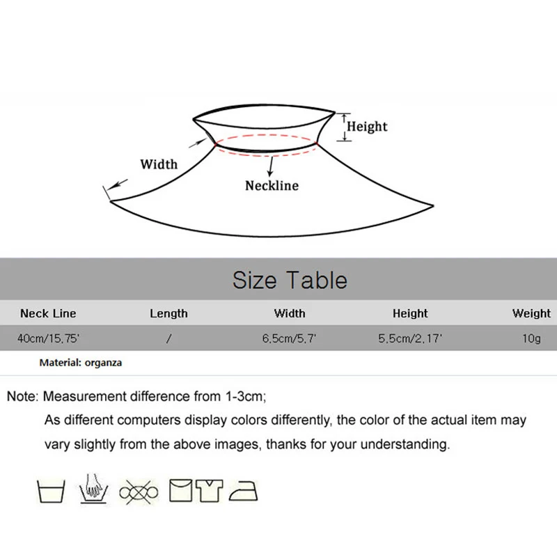 Воротник-стойка с оборками Женский винтажный накладной воротник из органзы со