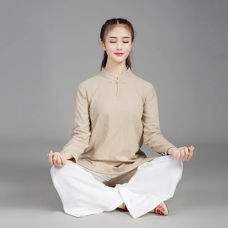 Высококачественная одежда из хлопка и льна для мужчин женщин униформа