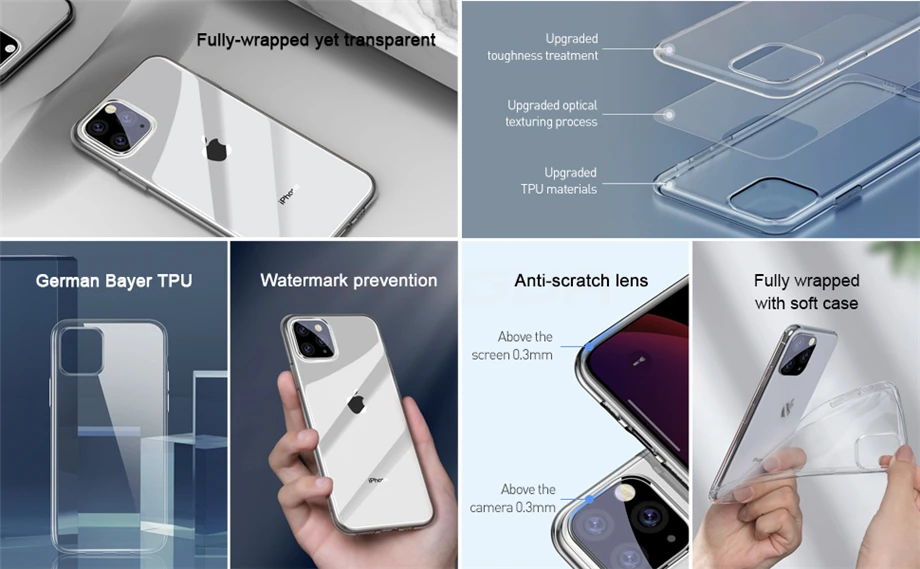 Ультратонкий прозрачный силиконовый чехол для телефона iphone 11 Pro Max, чехол для iphone XR XS Max X 7 8 6 6S Plus, мягкий прозрачный чехол из ТПУ