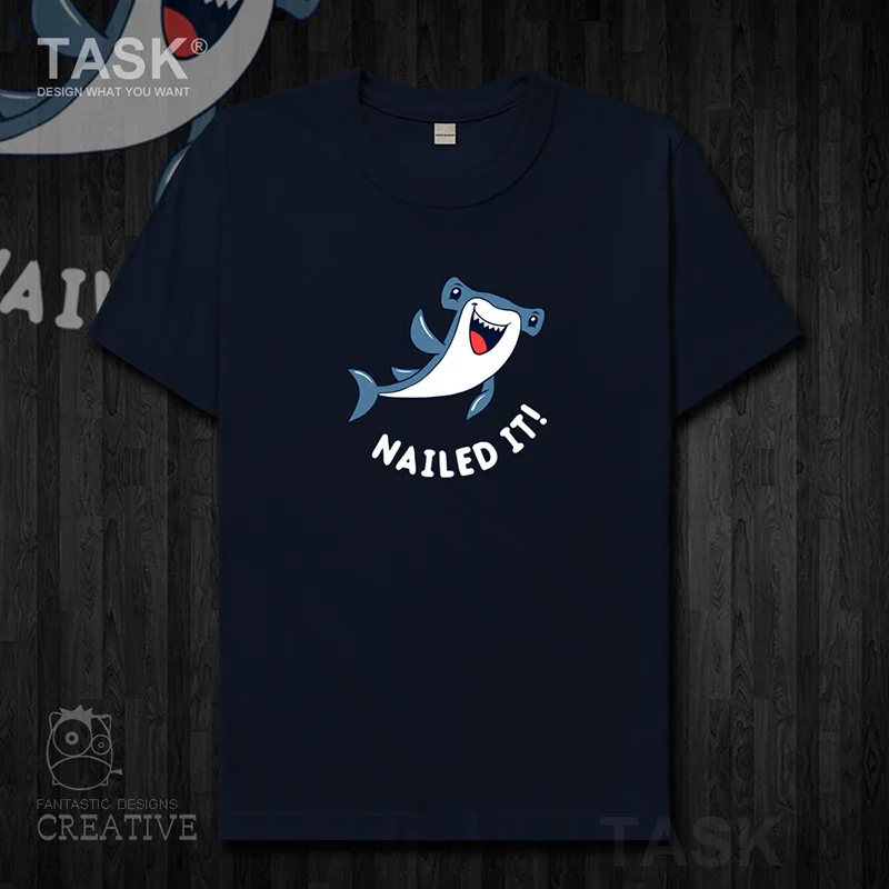 

Men t-shirt animal shark funny print simple short sleeve clothes cotton casual fashion Streetwear summer male o-neck top 08 0003