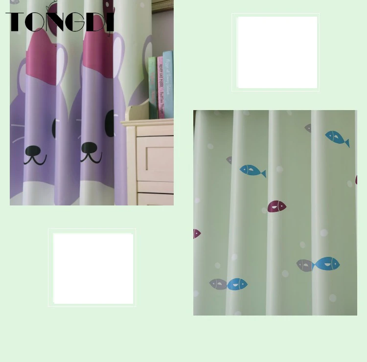 Светонепроницаемые занавески TONGDI с принтом милого мультяшного кота украшение в