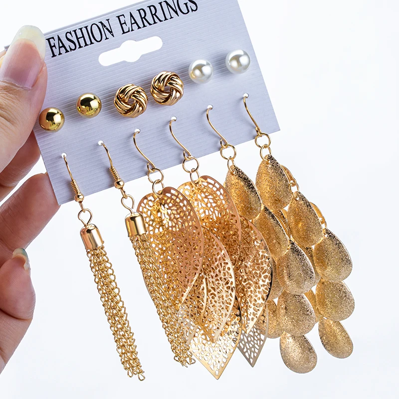 Набор серег из нержавеющей стали для женщин набор жемчуга и акрила в стиле ретро