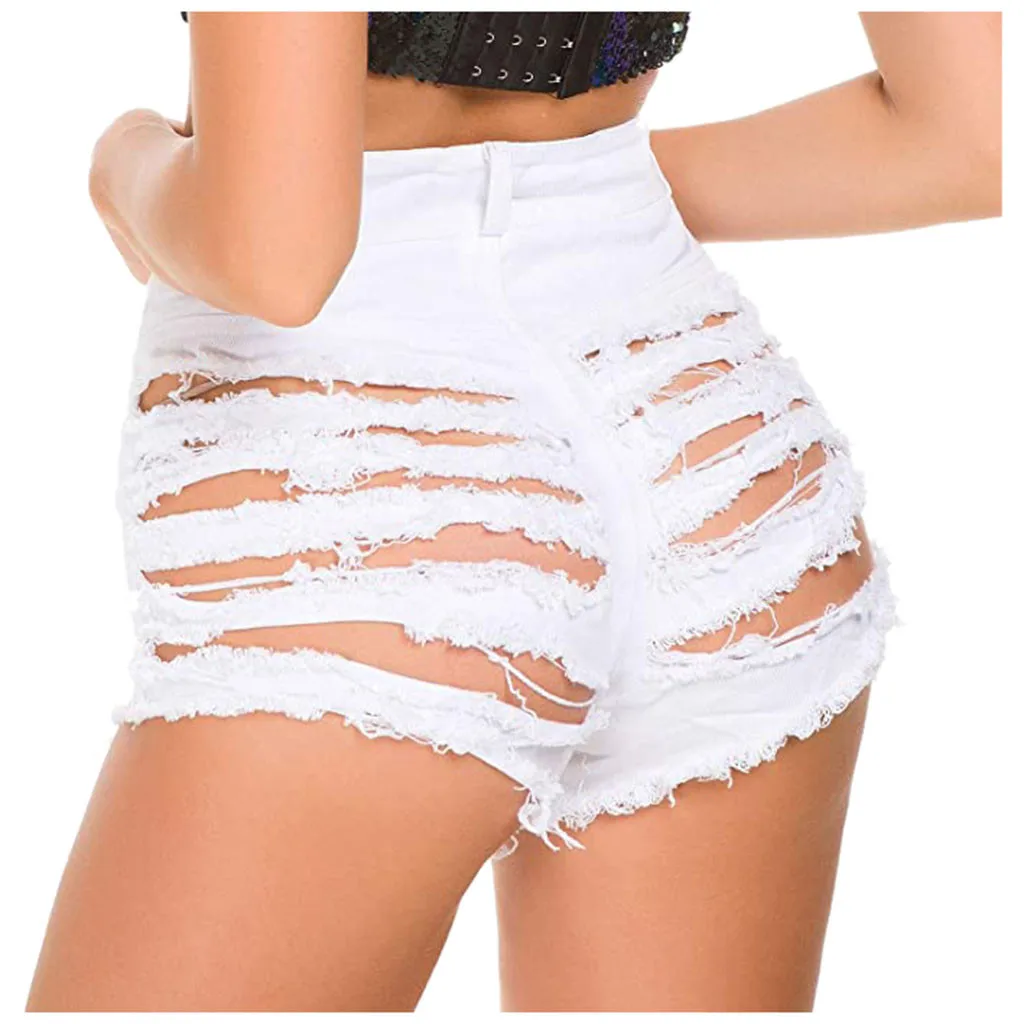 

Women Casual Trousers Summer Pants Bottoms Ripped Jeans High Waist Shorts 2021