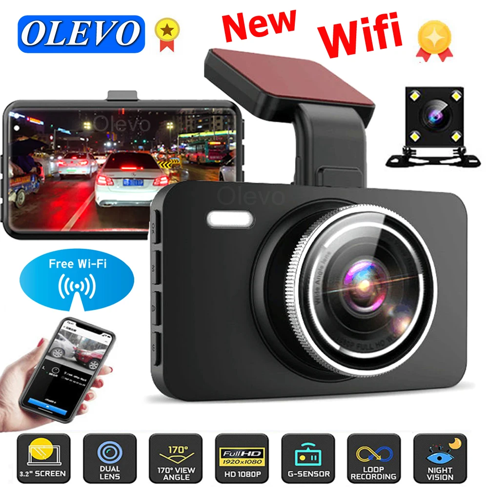 Автомобильный видеорегистратор 1080P с Wi Fi регистратор ночным видением и камерой