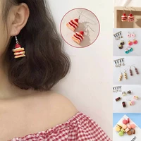 earring for women resin drop made custom handmade girls cute sweet gift cookies macaron cake food donuts