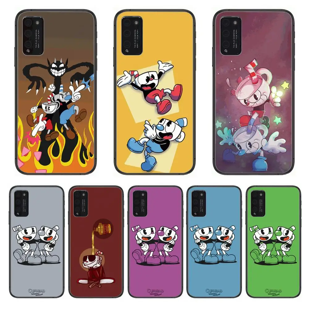 

Game cuphead case Clear Phone Case For Huawei Honor 10 20 30 9 X Pro Lite V 5G RU Black Etui Coque Hoesjes Comic Fashion