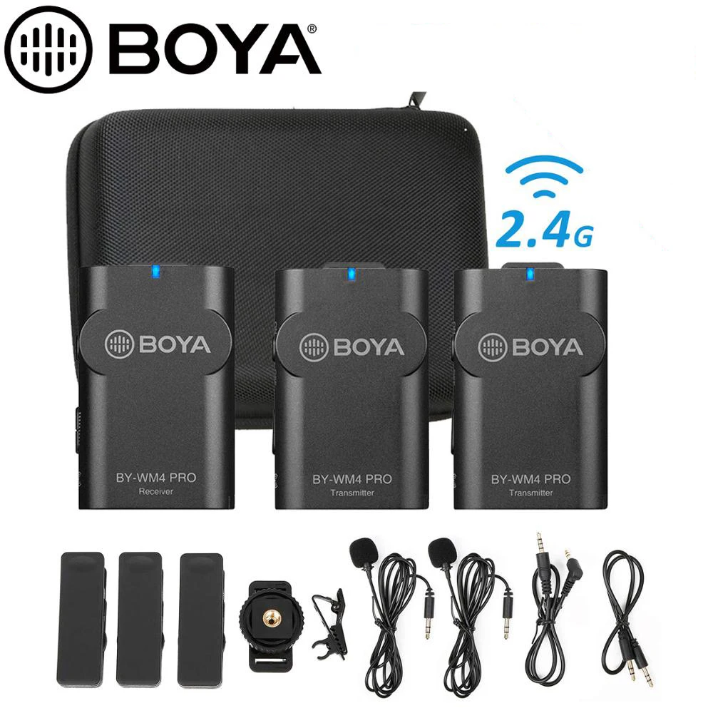 

BOYA BY-WM4 Pro K1/K2/K3/K4/K5 2,4G беспроводной микрофон Vlog для цифровой зеркальной камеры смартфона для Canon Nikon iOS iPhone 12 Микрофон для телефона