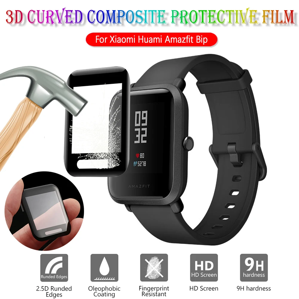 1/2 шт. 3D Защитная пленка с изогнутыми краями для xiaomi Amazfit Bip полное покрытие Защита