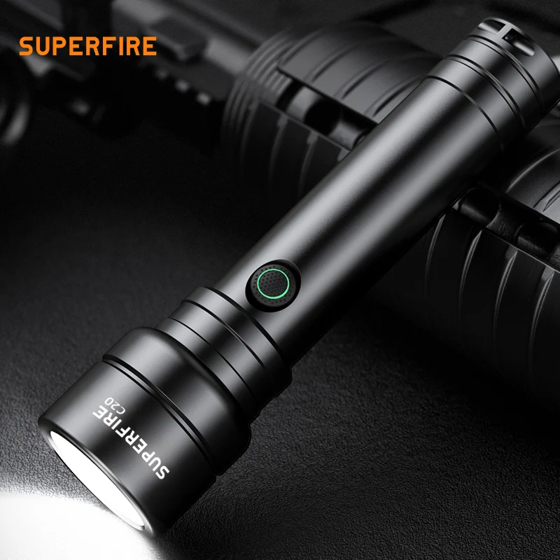 SUPERFIRE C20-G Zoom Мощный фонарик 5 режимов 18650/AAA батарея. Перезаряжаемый тактический