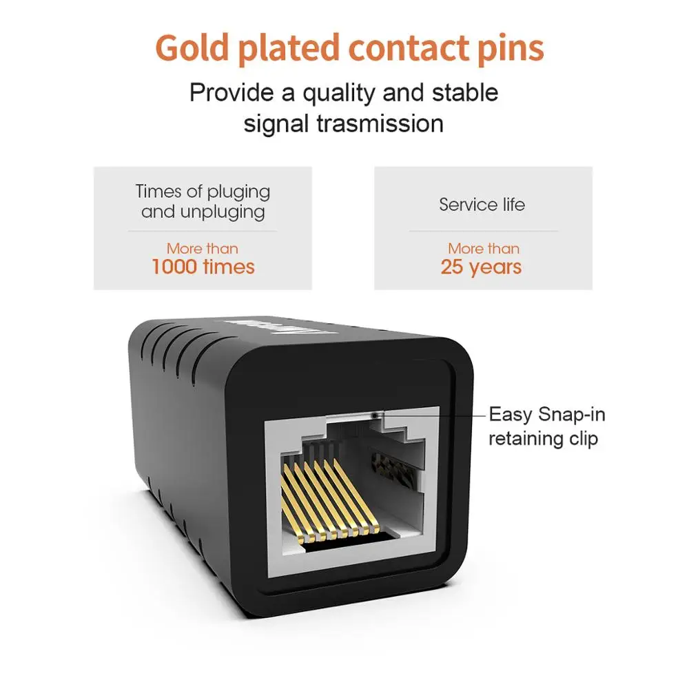 AMPCOM RJ45 муфта 8P8C f-удлинитель Разъем LAN адаптер Встроенный Cat7/Cat6/Cat5e кабель Ethernet-молниезащиты