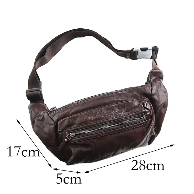 

AETOO Soft leather chest bag, retro men's small waist bag, mobile phone bag, trendy mini diagonal bag
