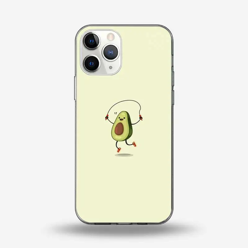 

Cartoon avocado cute fruit Phone Case Transparent for iPhone 6 7 8 11 12 s mini pro X XS XR MAX Plus