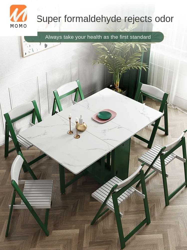 

Folding Stone Plate Dining Table Home Retractable Nordic 4-Person Marble Texture Simple Style Dining Table Small Apartment