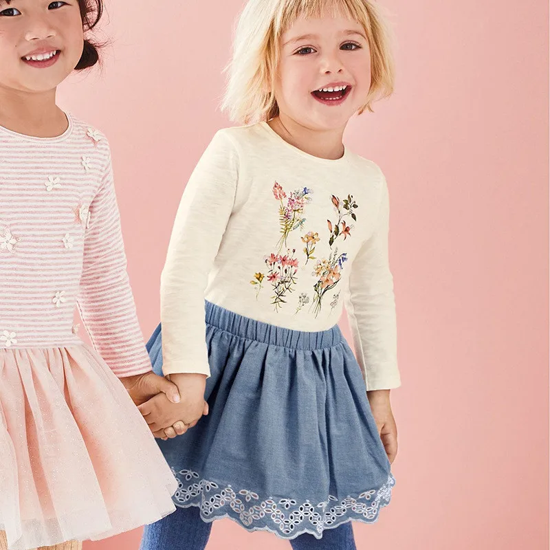 

Baby Girl Girls Dress Autumn 2020 Girls Clothes Long Sleeves Splicing Embroidery Female Children's Cake Dresses Kids Clothing