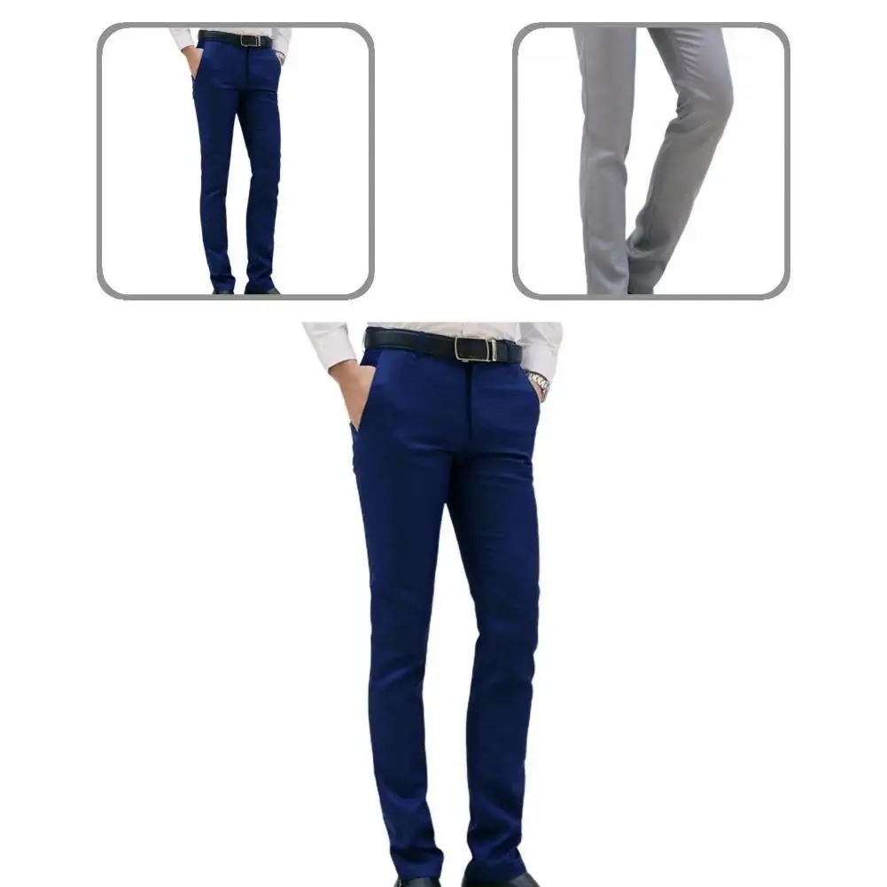 

Formal Great Mid Waist Pure Color Winter Trousers Business Men Suit Pants All Match for Home