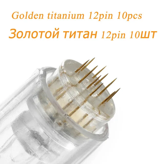 Titanium 12pin-10pcs Патрон иглы Dermaing(12pin иглы) для светящейся электрической прокатки дермаинг терапии уход за кожей устройства Dr. pen - Цвет: Titanium 12pin-10pcs