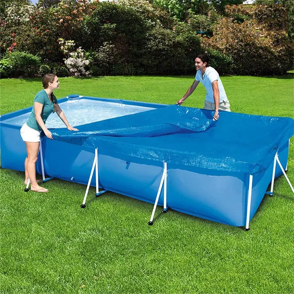 

Pool Cover Swimming Rectangular Pool Cover Waterproof Dust Swimming Pool Cloth With Rope UV Resistant Mat Home Pool Accessor