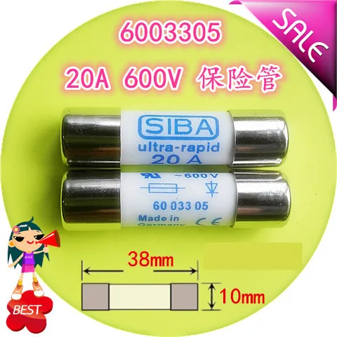 

Fuse 6003305 20 a 10 ~ 600 v AC x38mm fuse tube molten core